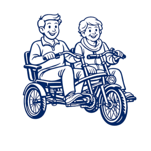 Fietsmaatjes Tilburg cartoon duofiets - rechts